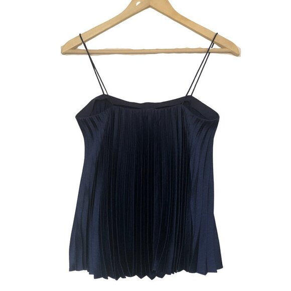 Vince Navy Accordion Pleated Square Neck Camisole Tank Top/Cami | Size Small - Picture 5 of 11